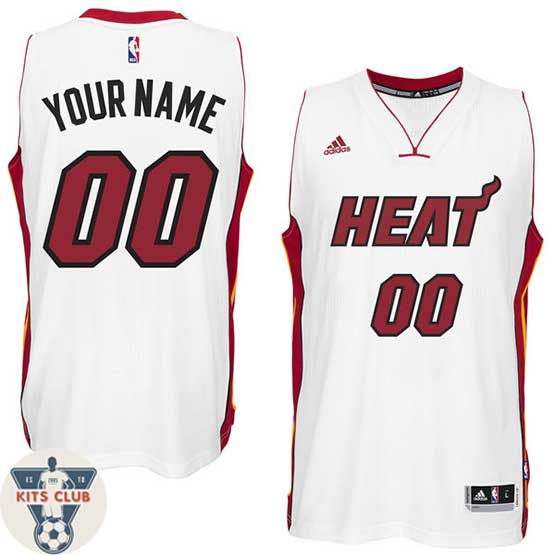 גופיית משחק אדידס מיאמי היט לבן עם הדפסת שם ומספר לבחירה