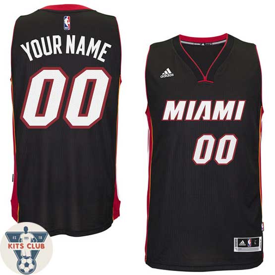 גופיית משחק אדידס מיאמי היט שחור עם הדפסת שם ומספר לבחירה
