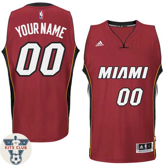 גופיית משחק אדידס מיאמי היט אדום עם הדפסת שם ומספר לבחירה