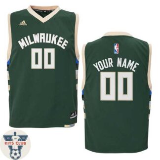 גופיית משחק אדידס מילווקי ירוק עם הדפסת שם ומספר לבחירה