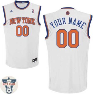 גופיית משחק אדידס ניו יורק ניקס לבן עם הדפסת שם ומספר לבחירה