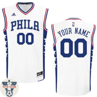 גופיית משחק אדידס פילדלפיה לבן עם הדפסת שם ומספר לבחירה