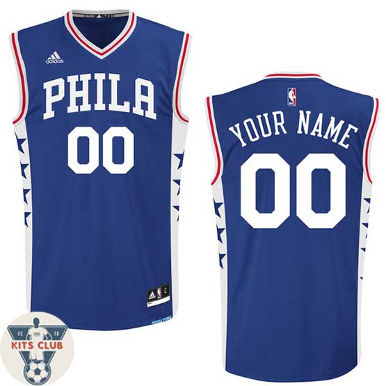 גופיית משחק אדידס פילדלפיה כחול עם הדפסת שם ומספר לבחירה