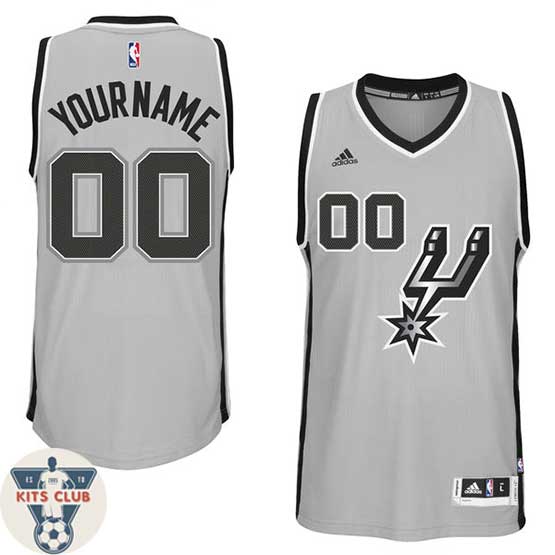 גופיית משחק אדידס סן אנטוניו אפור עם הדפסת שם ומספר לבחירה