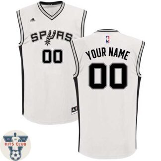 גופיית משחק אדידס סן אנטוניו לבן עם הדפסת שם ומספר לבחירה