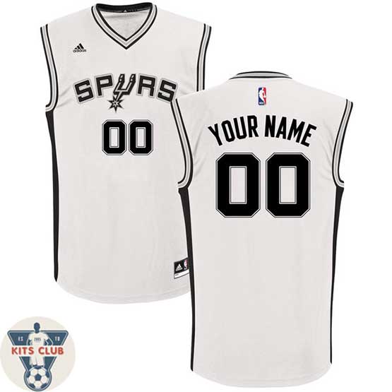 גופיית משחק אדידס סן אנטוניו לבן עם הדפסת שם ומספר לבחירה