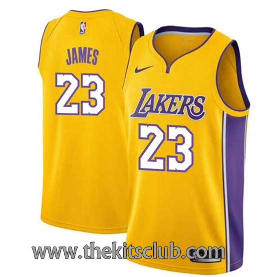 גופיית משחק לייקרס לברון ג'יימס צהוב - גרסת הצגה 2018