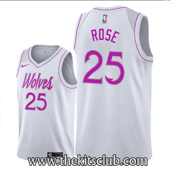 גופיית משחק מינסוטה טימברוולבס לבן 18/19 דריק רוז