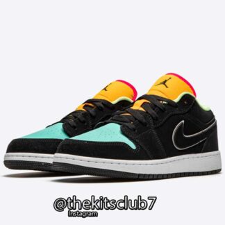 נעלי אייר ג'ורדן 1 LOW BLACK AURORA GREEN ORANGE LASER. מידות: 36-46 משלוח חינם