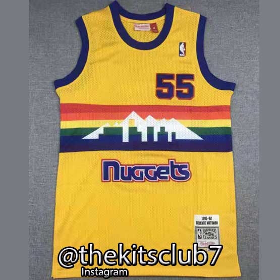 גופיית כדורסל נוסטלגיה NUGGETS YELLOW MUTOMBO 1991\92. משלוח חינם