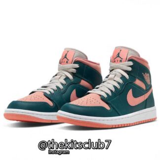 אייר ג'ורדן 1 AJ1 MID DARK TEAL GREEN PINK SALMON. מידות 36-46. משלוח חינם