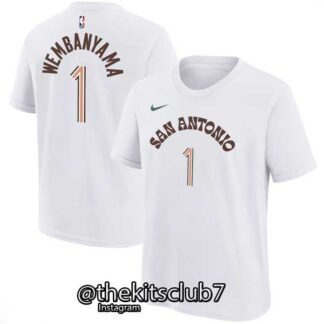 טי שירט אן.בי.איי סן אנטוניו SPURS WHITE WEMBANYAMA 2024 . משלוח חינם