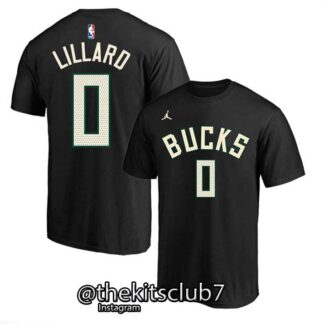 טי שירט אן.בי.איי מילווקי BUCKS BLACK LILLARD 2024 . משלוח חינם