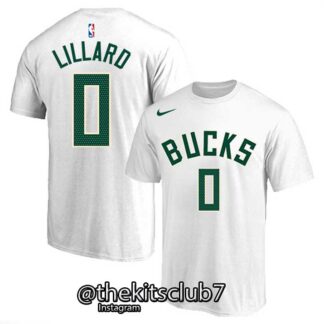 טי שירט אן.בי.איי מילווקי BUCKS WHITE LILLARD 2024 . משלוח חינם