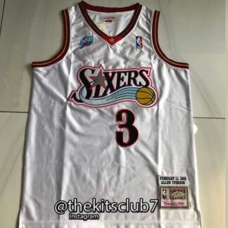 גופיית כדורסל נוסטלגיה אלן אייברסון Mitchell & Ness SIXERS WHITE 2001 IVERSON. משלוח חינם