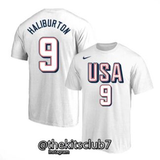 טי שירט נבחרת ארה"ב USA WHITE HALIBURTON 2024 . משלוח חינם