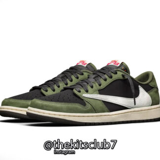 אייר ג'ורדן 1 AJ1 LOW TRAVIS SCOTT BLACK OLIVE. מידות 36-47. משלוח חינם