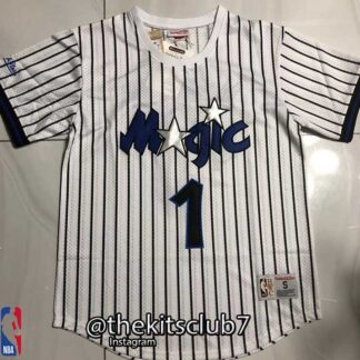 חדש!! חולצת נוסטלגיה אורלאנדו מקגריידי  Mitchell & Ness ORLANDO WHITE STRIPES SHIRT McGRADY. משלוח חינם