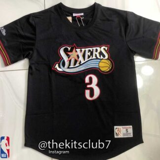 חדש!! חולצת נוסטלגיה פילדלפיה אייברסון  Mitchell & Ness SIXERS BLACK SHIRT IVERSON. משלוח חינם