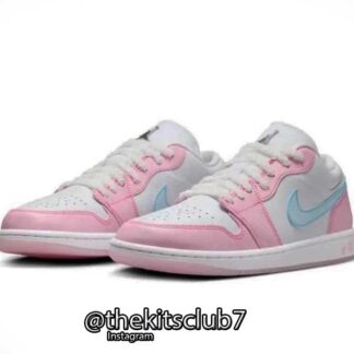 אייר ג'ורדן 1 AJ1 LOW WHITE PINK FOAM GLACIER BLUE. מידות 36-40. משלוח חינם