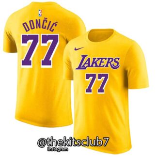 חולצת טי שירט אן.בי.איי לייקרס צהוב דונצ'יץ' LAKERS YELLOW DONCIC 2025 . משלוח חינם